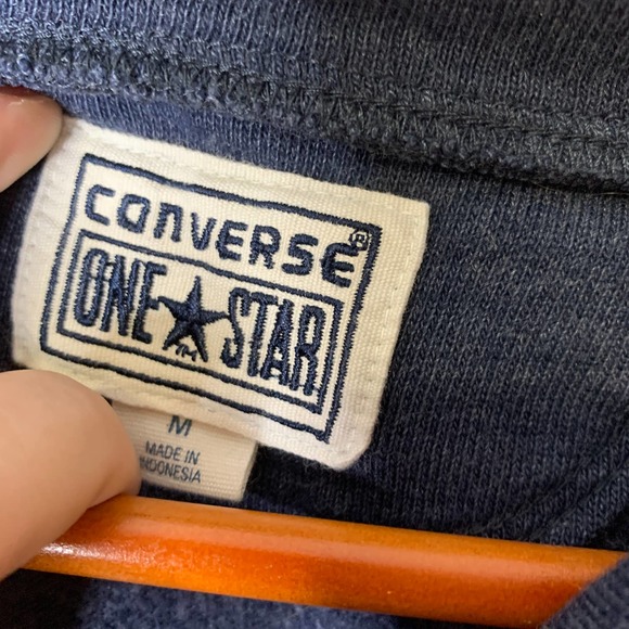 Converse One Star Blue Roll Collar Sweatshirt Size Medium - Picture 4 of 8